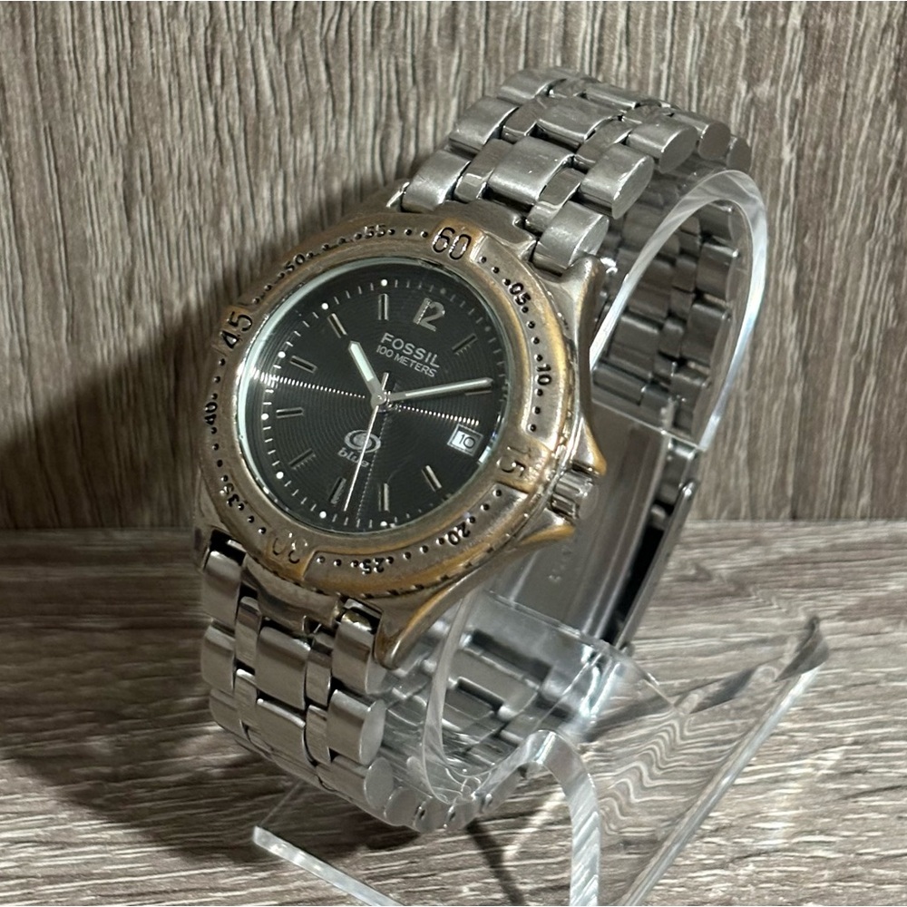 Vintage Gray Fossil Stainless Steel Men’s Watch With New Battery